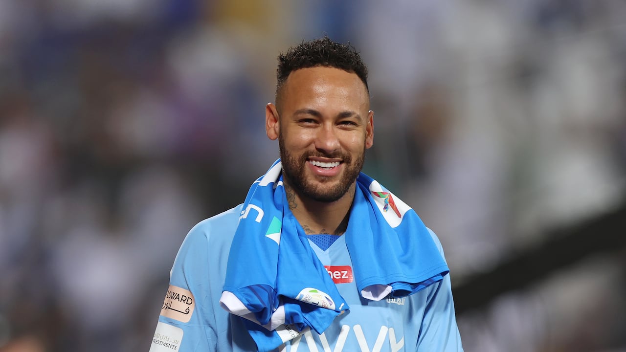 RIYADH, SAUDI ARABIA - SEPTEMBER 15: Neymar Jr of Al Hilal looks on prior to the match between Al-Hilal and Riyadh at Prince Faisal Bin Fahad on September 15, 2023 in Riyadh, Saudi Arabia. (Photo by Yasser Bakhsh/Getty Images)