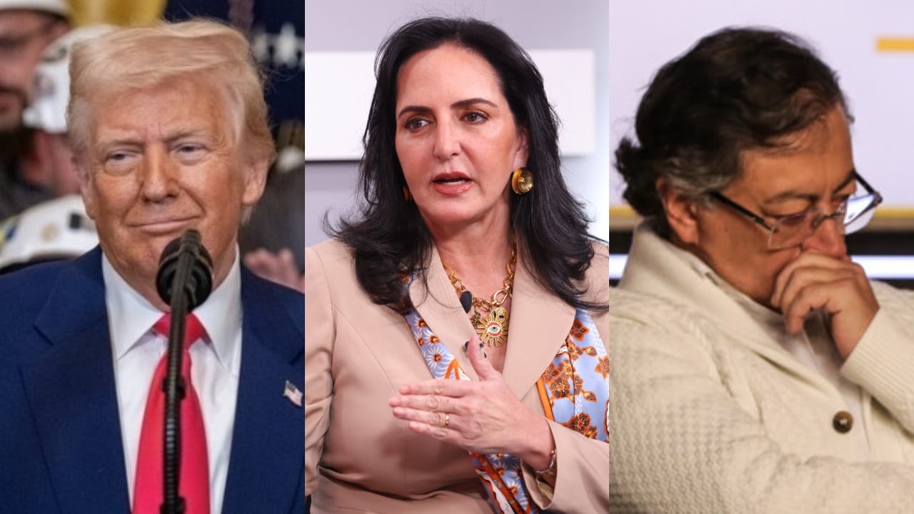 De izquierda a derecha: Donald Trump, María Fernanda Cabal y Gustavo Petro.