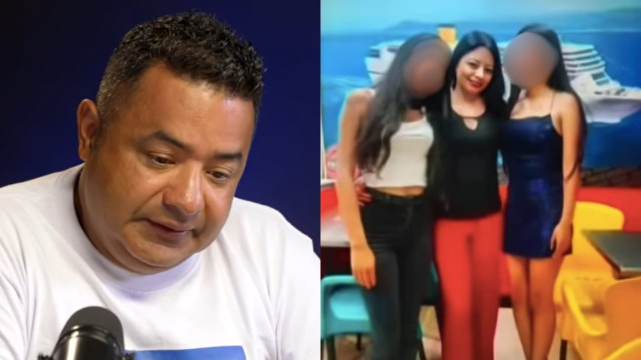 De izquierda a derecha: Ferney Penagos, sus dos hijas y su expareja, todas tres asesinadas.