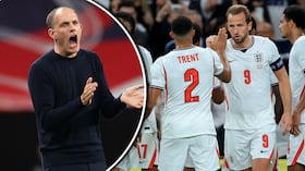 Thomas Tuchel (izq.) celebrando la victoria de Inglaterra (der.).