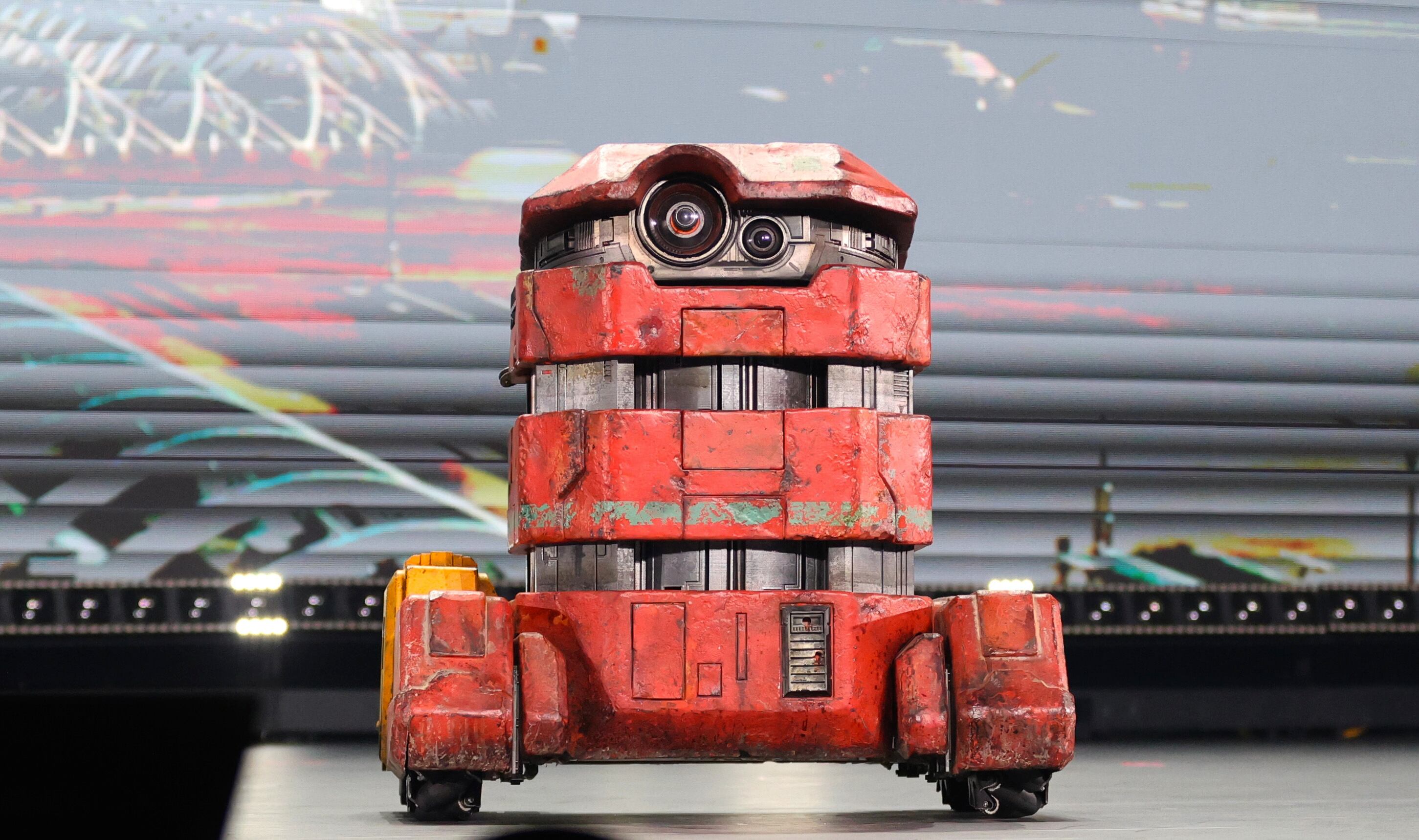 B2EMO, Star Wars character, during Day 2 of the D23 Brazil: A Disney Experience at Transamerica Expo Center on November 09, 2024 in Sao Paulo, Brazil.  (Photo by Ricardo Moreira/Getty Images for Disney)