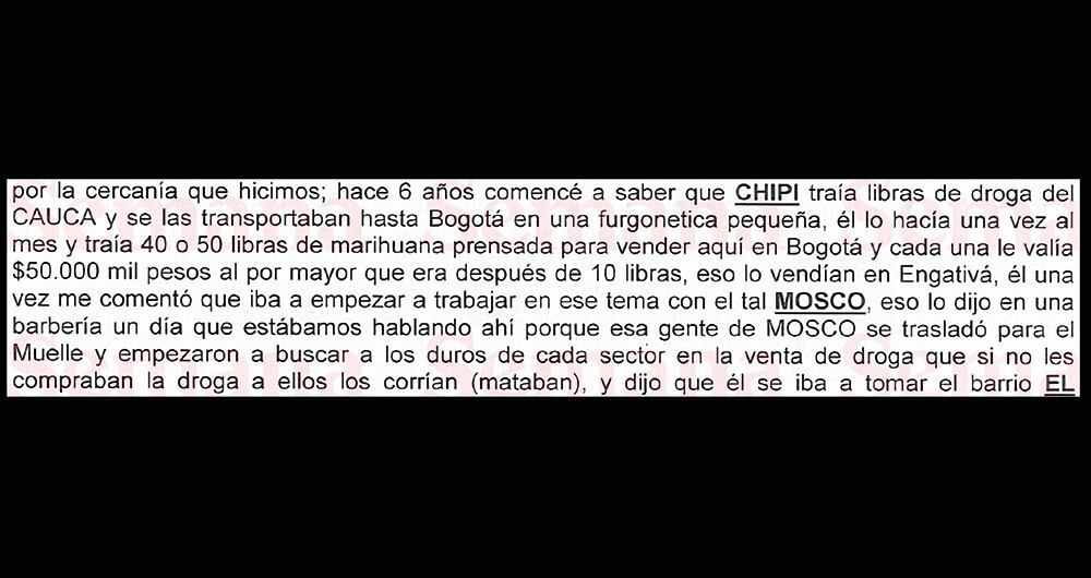 Declaraciones de testigo ante la Fiscalía. 