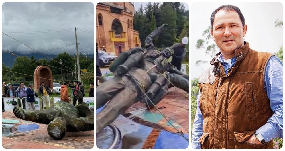 César Rincón y la estatura suya derribada en Boyacá.