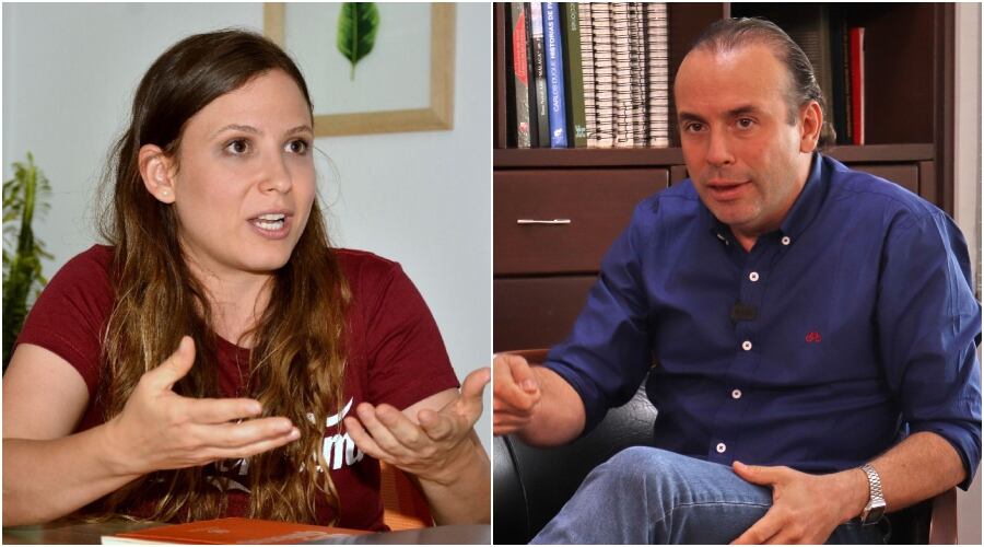 Los precandidatos Diana Rojas y Alejandro Eder.