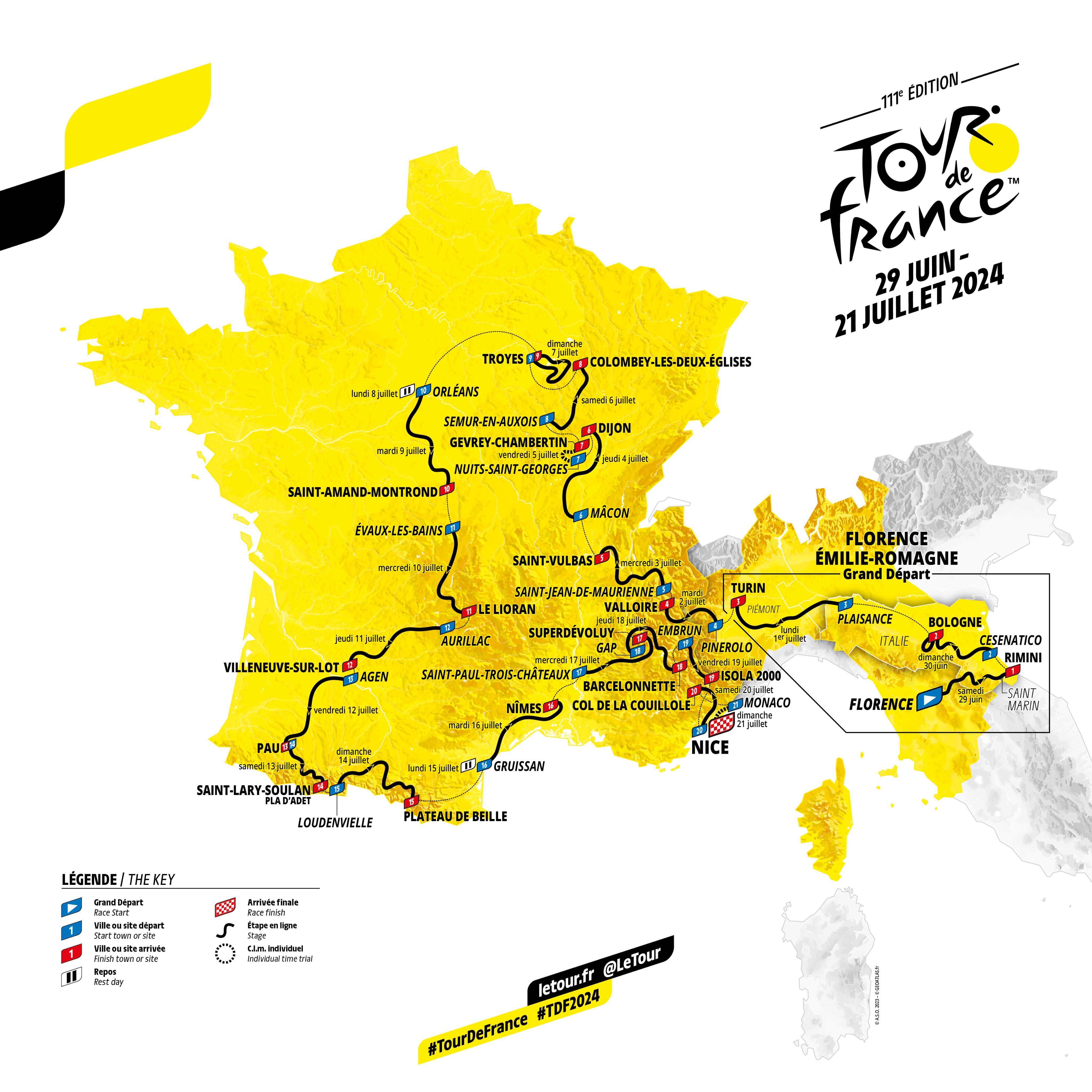 Recorrido oficial del Tour de Francia 2024