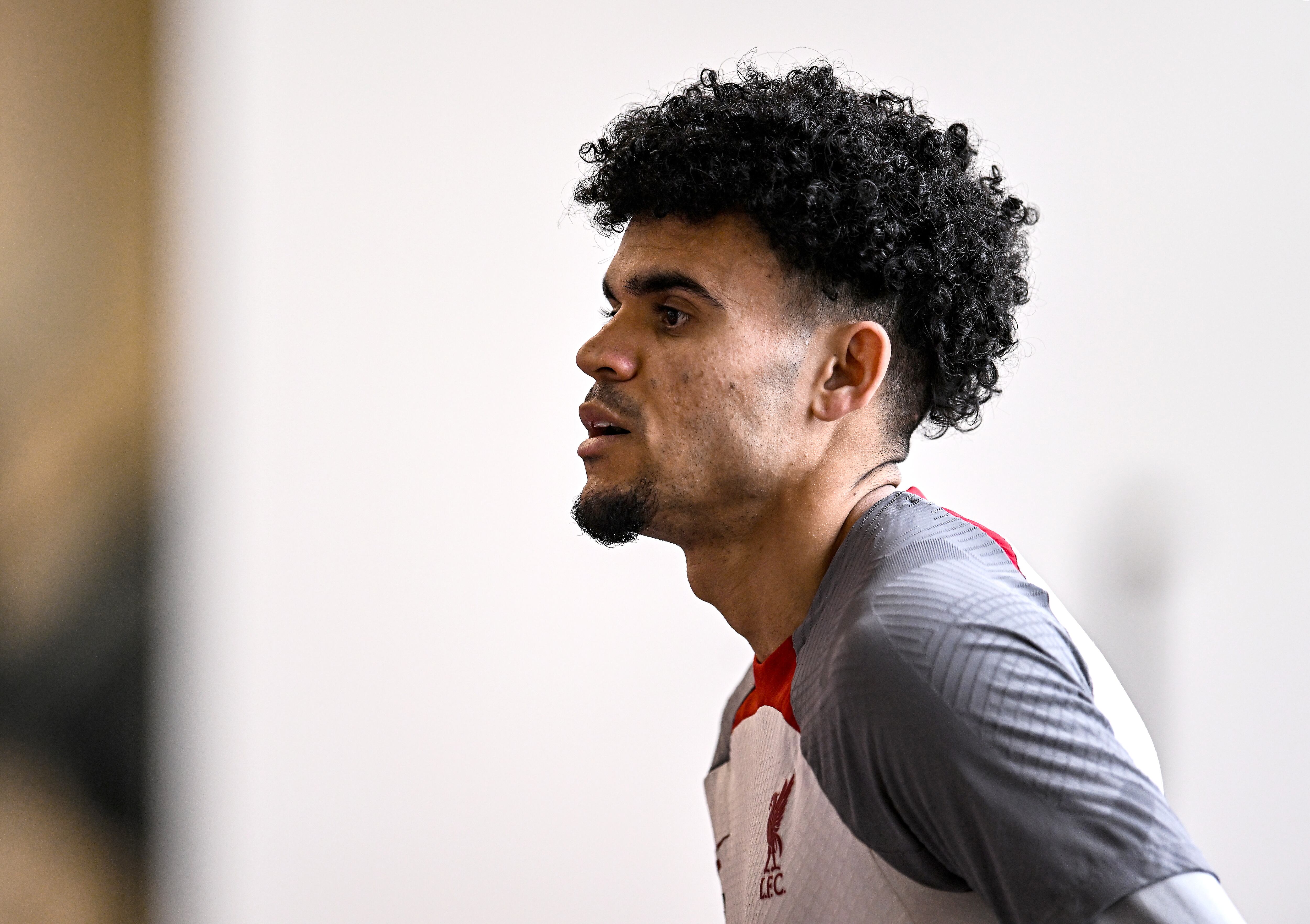 KIRKBY, ENGLAND - MARCH 03: (THE SUN OUT, THE SUN ON SUNDAY OUT) Luis Diaz of Liverpool during a training session at AXA Training Centre on March 03, 2023 in Kirkby, England. (Photo by Andrew Powell/Liverpool FC via Getty Images)