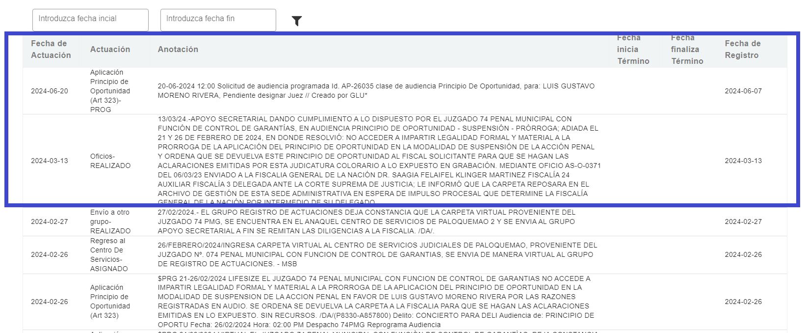 Fiscalía pidió prorrogar por un año el principio de oportunidad de Luis Gustavo Moreno.