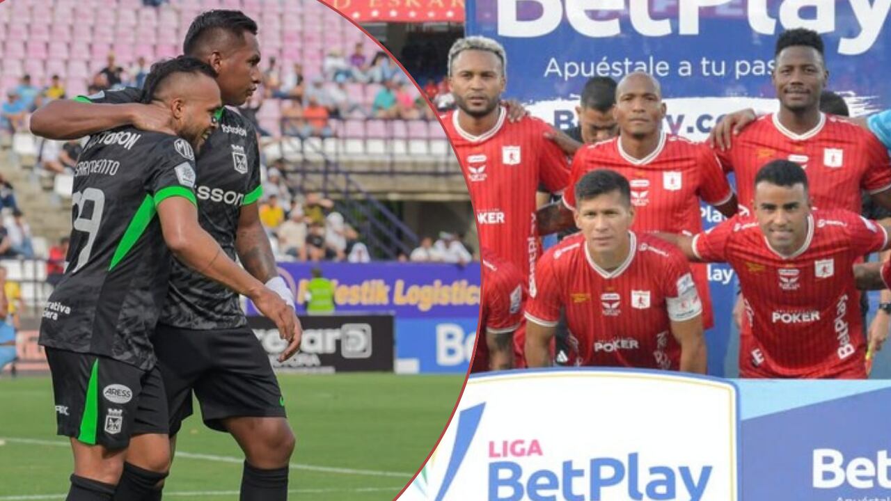 Baja confirmada en América de Cali (der.) para enfrentar en el clásico a Atlético Nacional (izq).