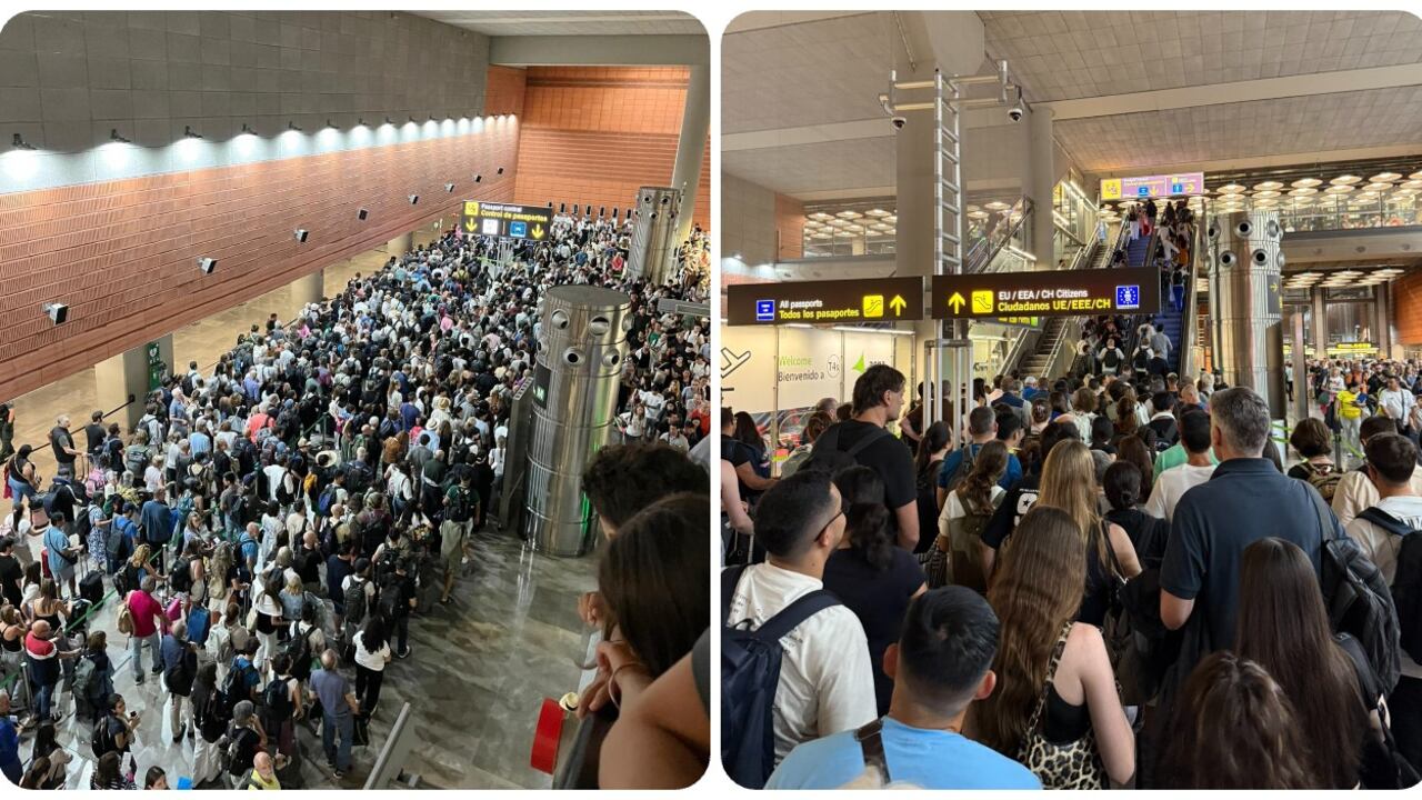 El aeropuerto Madrid-Barajas colapsado por la conexión del tren que conecta la terminal T4 con la T4S