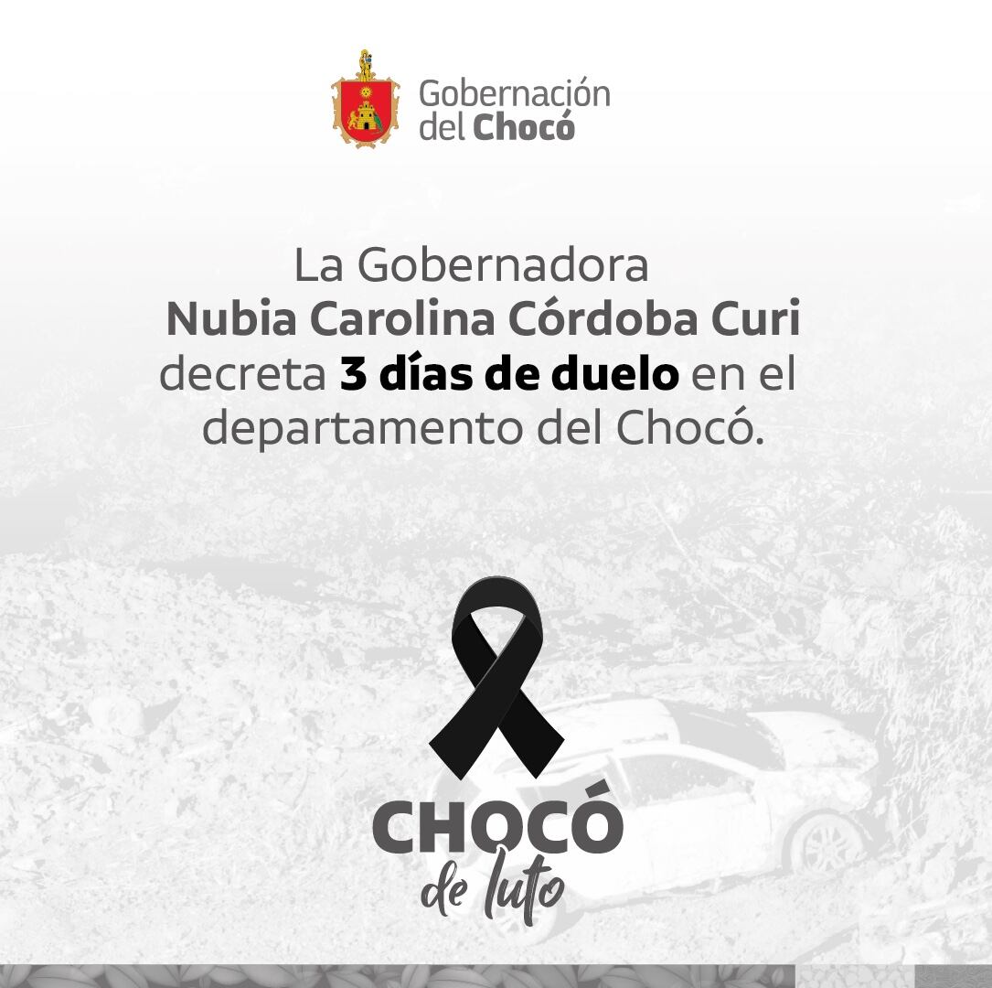 Decretan tres días de luto en Chocó