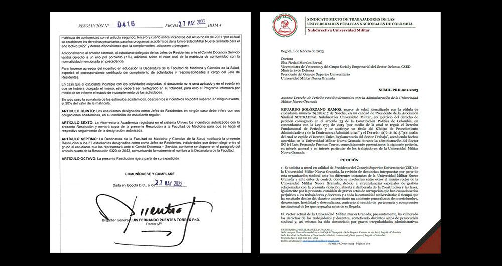 El estudiante se graduó, pero del Hospital Militar les advirtieron a los sindicatos de la universidad la particular resolución con el incentivo del rector a su propio hijo.