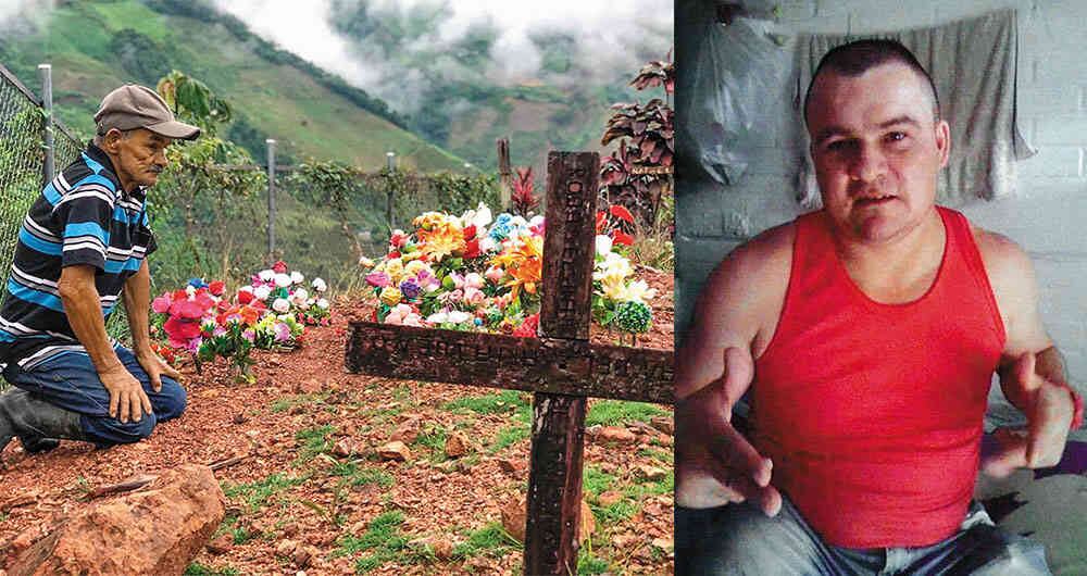Dimar (derecha) está enterrado en un pequeño cementerio en lo alto de una montaña de la vereda Campoalegre, de Convención, Norte de Santander. Su padre, don Jorge Manuel, espera que el Estado repare los daños causados.
