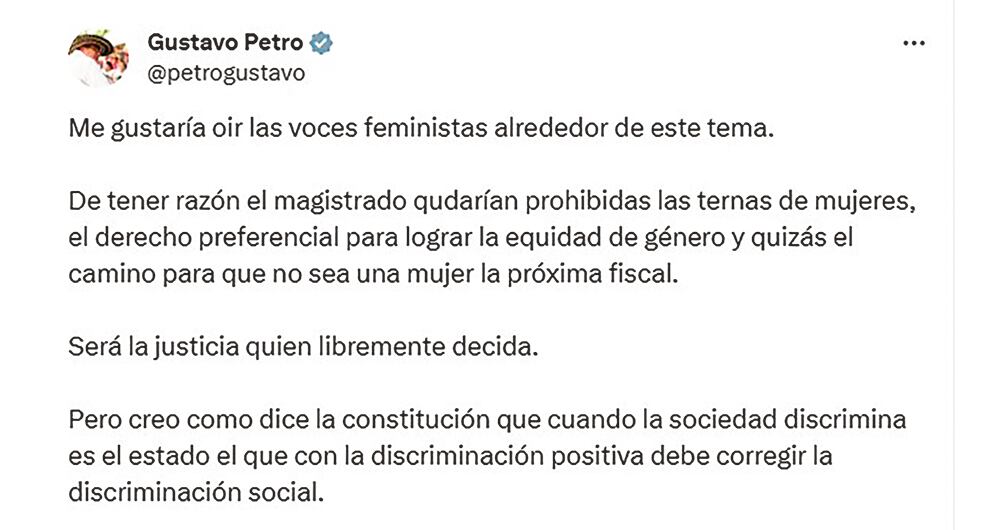  El presidente Gustavo Petro ha realizado críticas y presiones a la Corte Suprema de Justicia en su cuenta de X. 