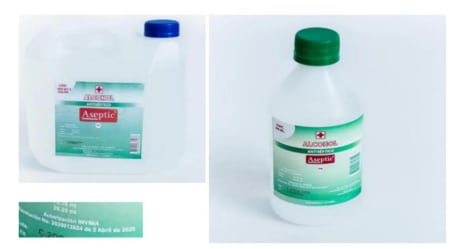 Alcohol antiséptico sin autorización sanitaria.