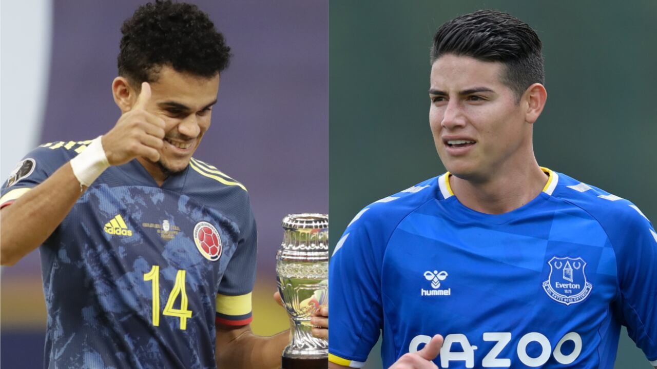 Luis Díaz y James Rodríguez. Foto: AP/Andre Penner y Everton.