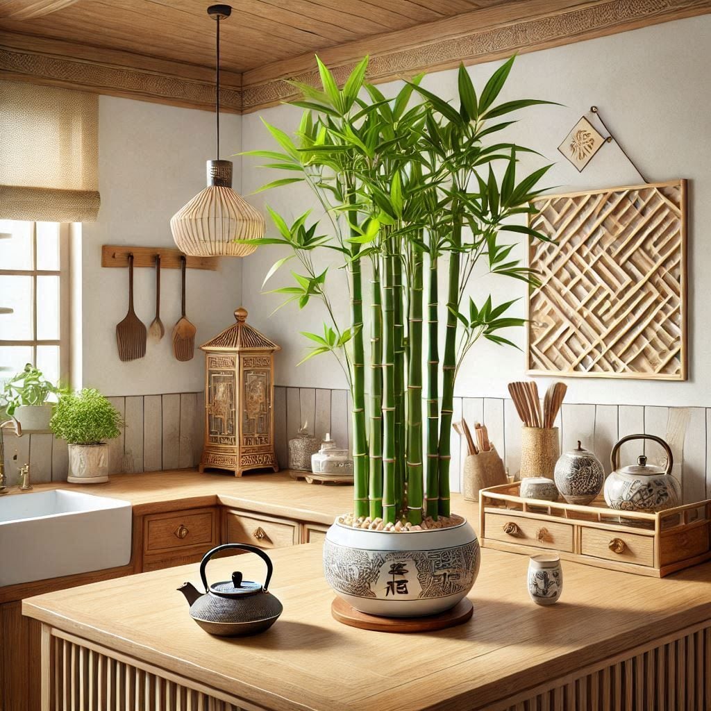 Elegir el bambú de la suerte como decoración en la cocina, según el feng shui, no solo mejora la estética del espacio, sino que también favorece la fortuna y el bienestar.