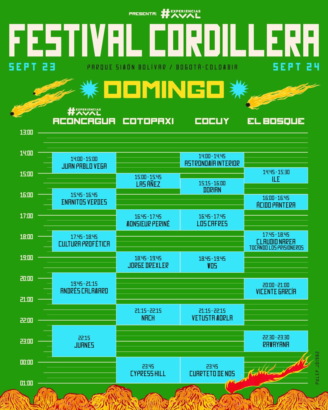Festival Cordillera horarios domingo 2023