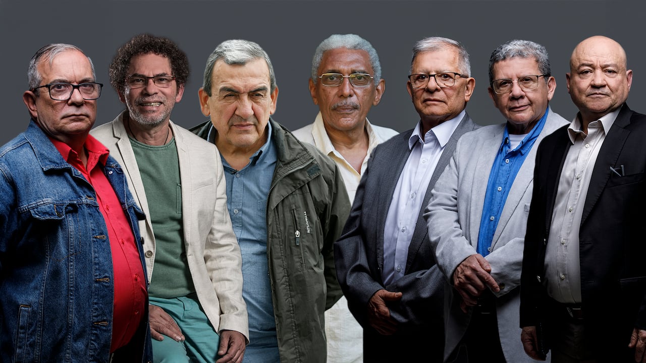 Rodrigo Londoño, Pastor Alape, Mauricio Jaramillo, Joaquín Gómez, Rodrigo Granda, Pablo Catatumbo y Carlos Antonio Lozada, exintegrantes del exsecretariado de las Farc.