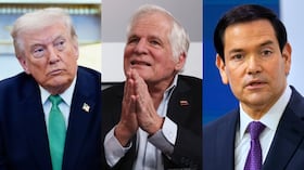 De izquierda a derecha: Donald Trump, Miguel Uribe Londoño y Marco Rubio.