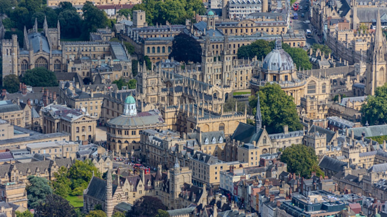 Vista área de la Universidad de Oxford, en el Reino Unido.