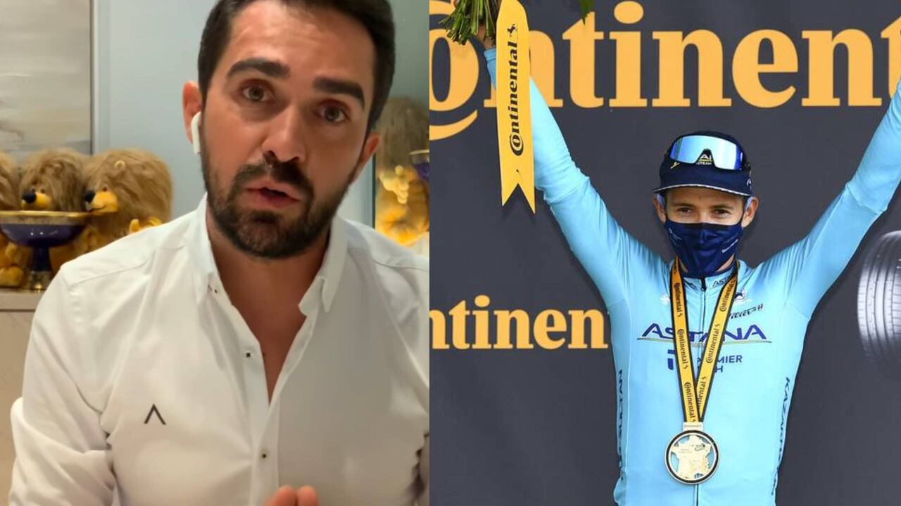 El exciclista Alberto Contador y Supermán López.