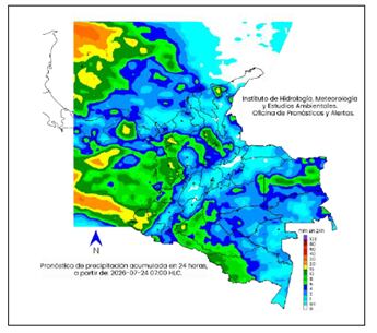 Mapa del clima para le viernes 24 de julio.