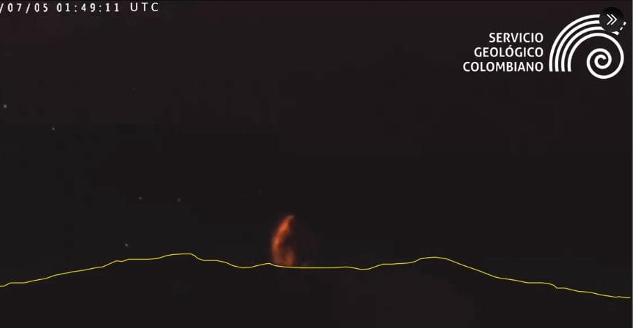 Fenómenos de incandescencia en el nevado del Ruiz.