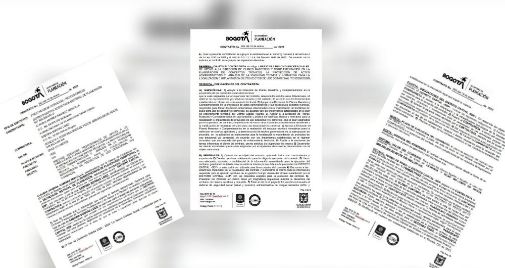 Contrato de Sabrina Borras Lozzi con la Secretaría de Planeación.