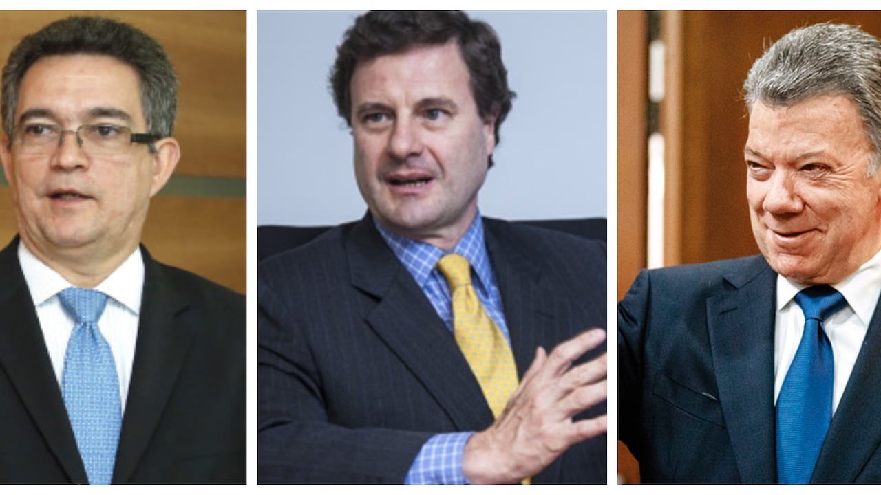 Eleuberto Martorelli, Luis Fernando Andrade y Juan Manuel Santos.