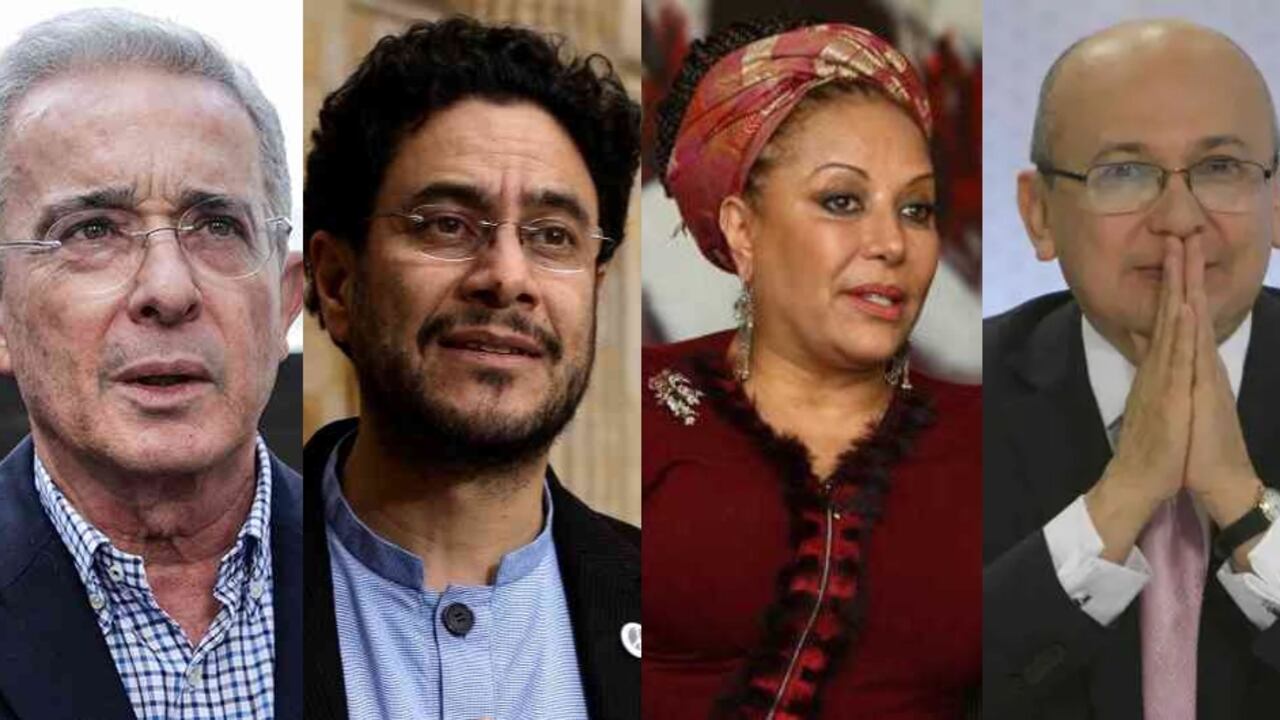 El expresidente Álvaro Uribe, el senador Iván Cepeda, la exsenadora Piedad Córdoba, y el ex fiscal Eduardo Montealegre.