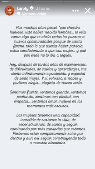 Karol G habló de las mujeres y las celebró en su día.