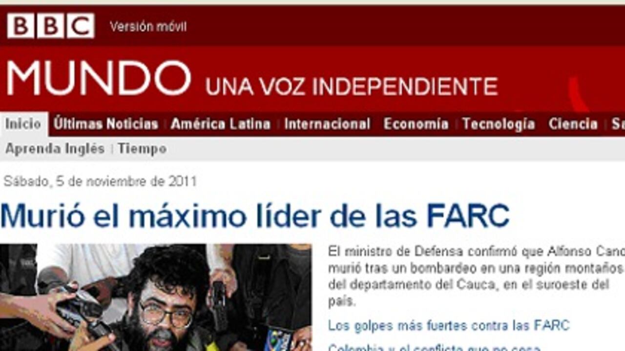 Los medios internacionales registran la muerte de 'Alfonso Cano'.