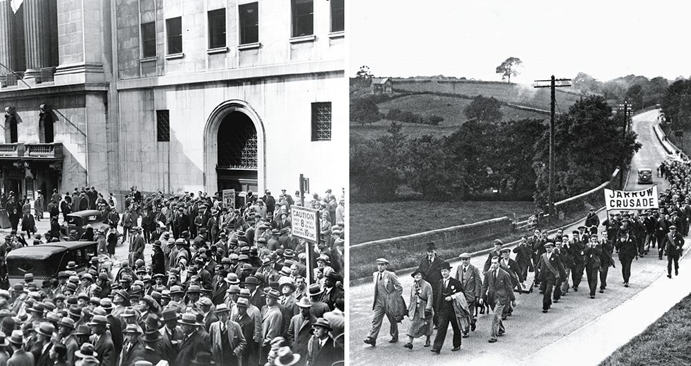 En 1929 mucha gente esperaba que la economía se recuperara pronto. El miedo al desempleo de larga duración y la depresión generalizada provocó restricciones en el gasto que agudizaron la crisis. La protesta social no se hizo esperar.