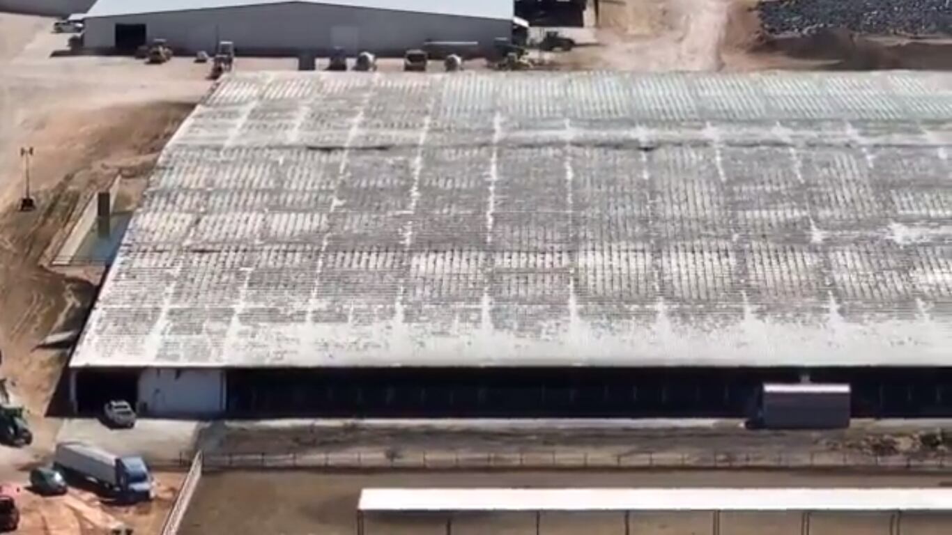 Vista aérea de la granja.