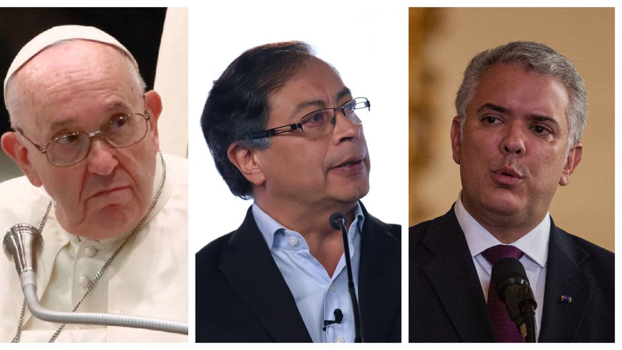 Papa Francisco, Gustavo Petro e Iván Duque.
