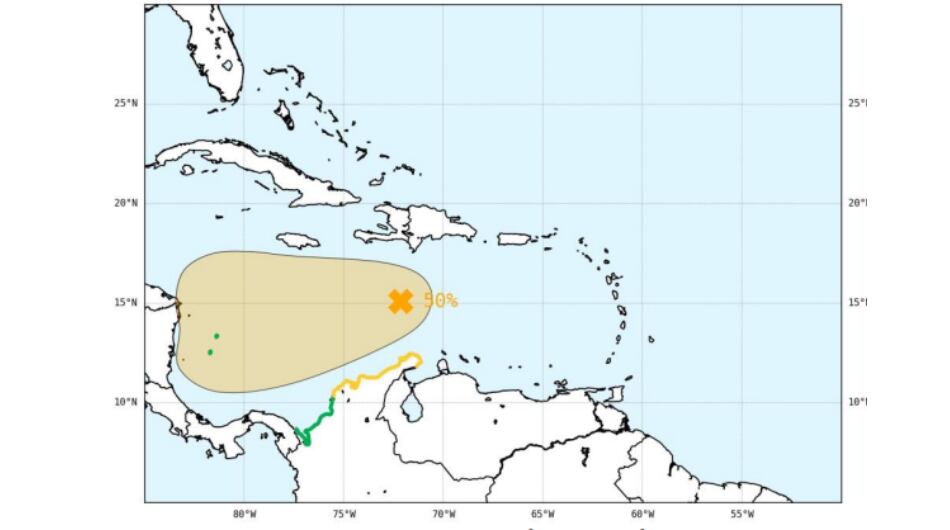 Seguimiento a perturbación atmosférica en el oriente del mar Caribe.