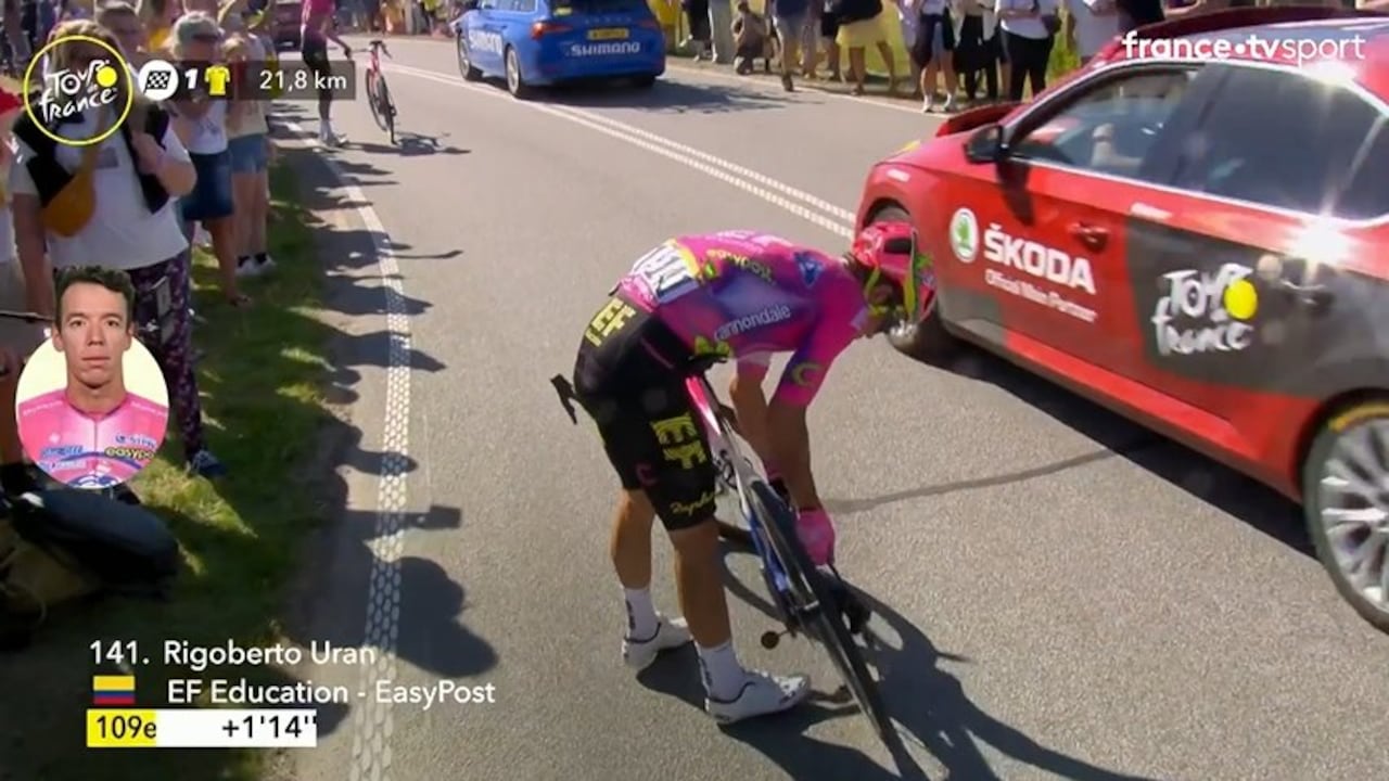 El colombiano sufrió las consecuencias en la segunda etapa del Tour de Francia.
