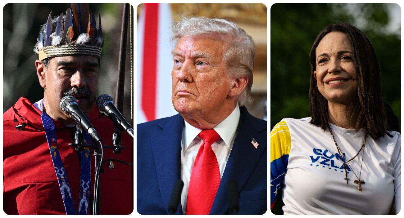 Nicolás Maduro, Donald Trump y María Corina Machado