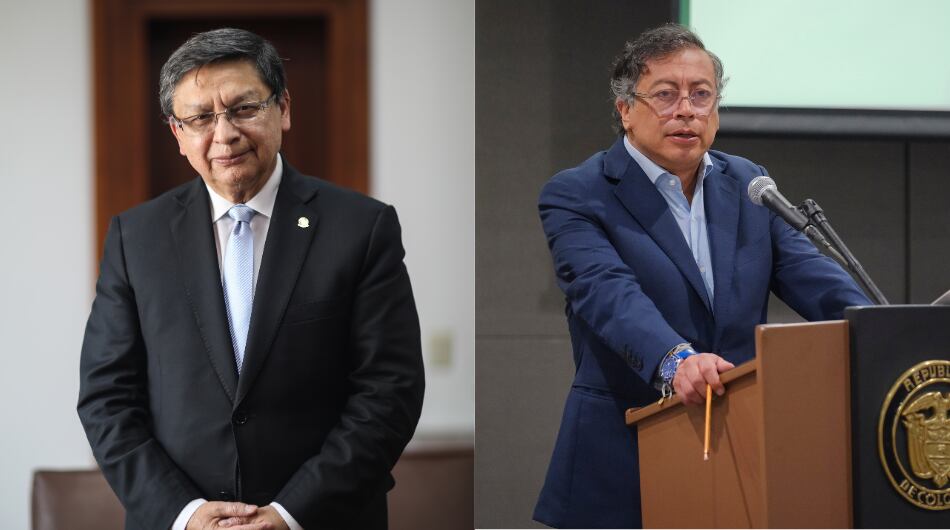 Presidente de la Corte Constitucional, Jorge Enrique Ibáñez Najar, y el presidente Gustavo Petro Urrego.