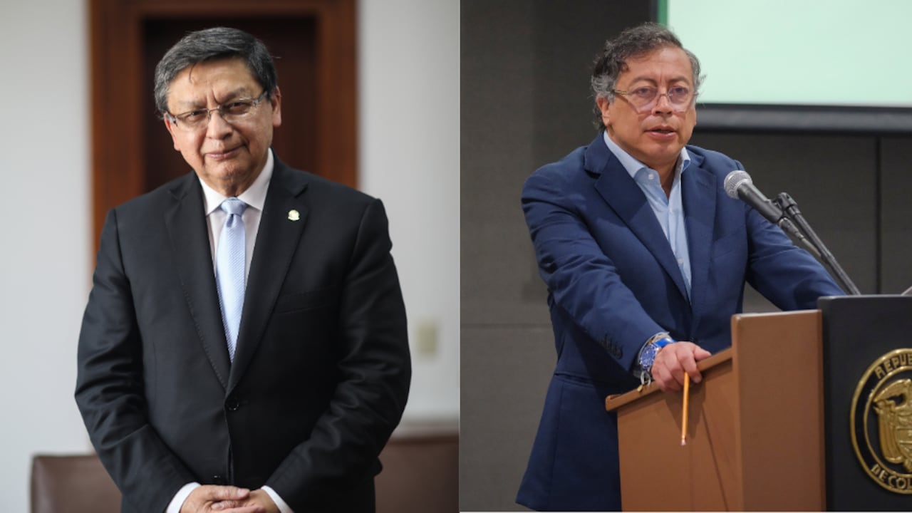 Presidente de la Corte Constitucional, Jorge Enrique Ibáñez Najar, y el presidente Gustavo Petro Urrego.
