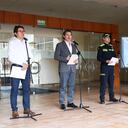 El secretario de Seguridad, Aníbal Fernández de Soto; de Gobierno, Felipe Jiménez y el coronel Edgar Jiménez, entregaron el balance en materia de seguridad.