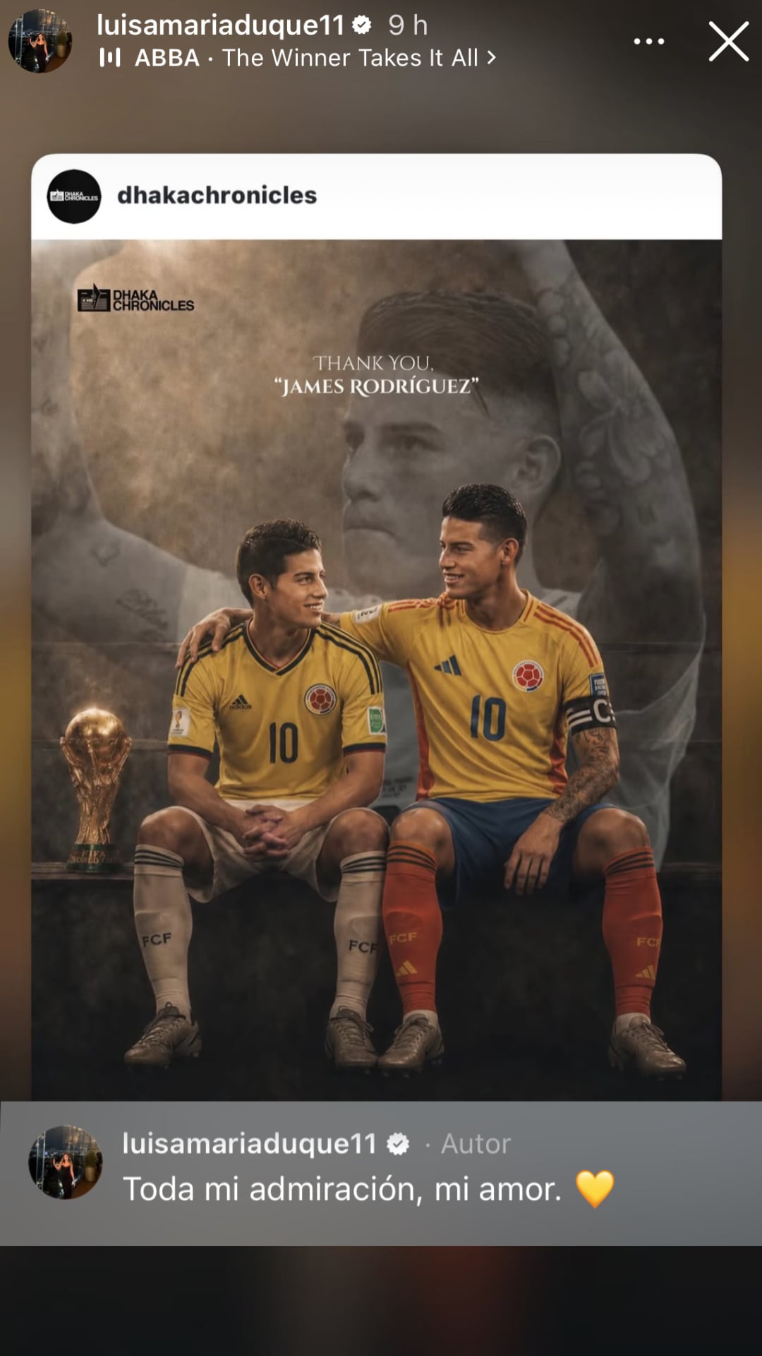 Novia de James Rodríguez publicó conmovedora imagen tras la salida de Colombia del Mundial 2026.