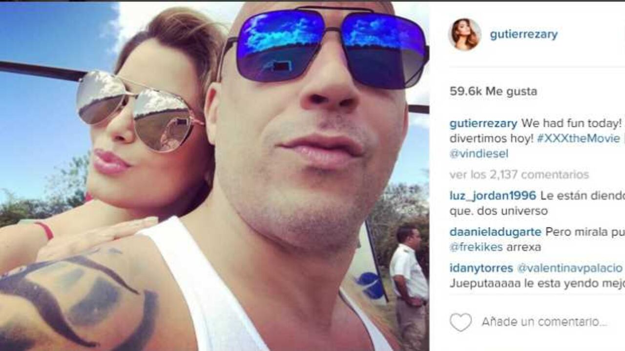 La señorita Colombia escribió en su cuenta de Instagram: “Nos divertimos hoy! #XXXtheMovie @vindiesel".