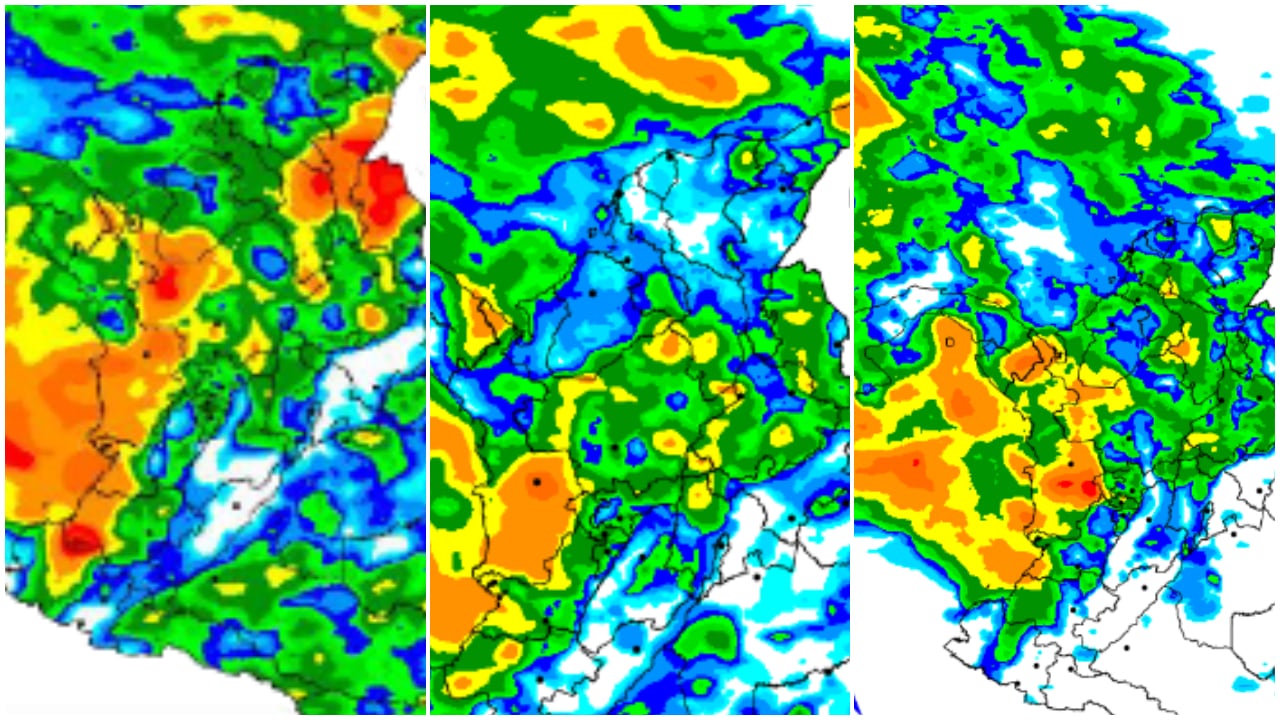 Gráfica compilada que muestra los patrones del clima en Colombia entre el 3 de octubre y 5 de octubre de 2025