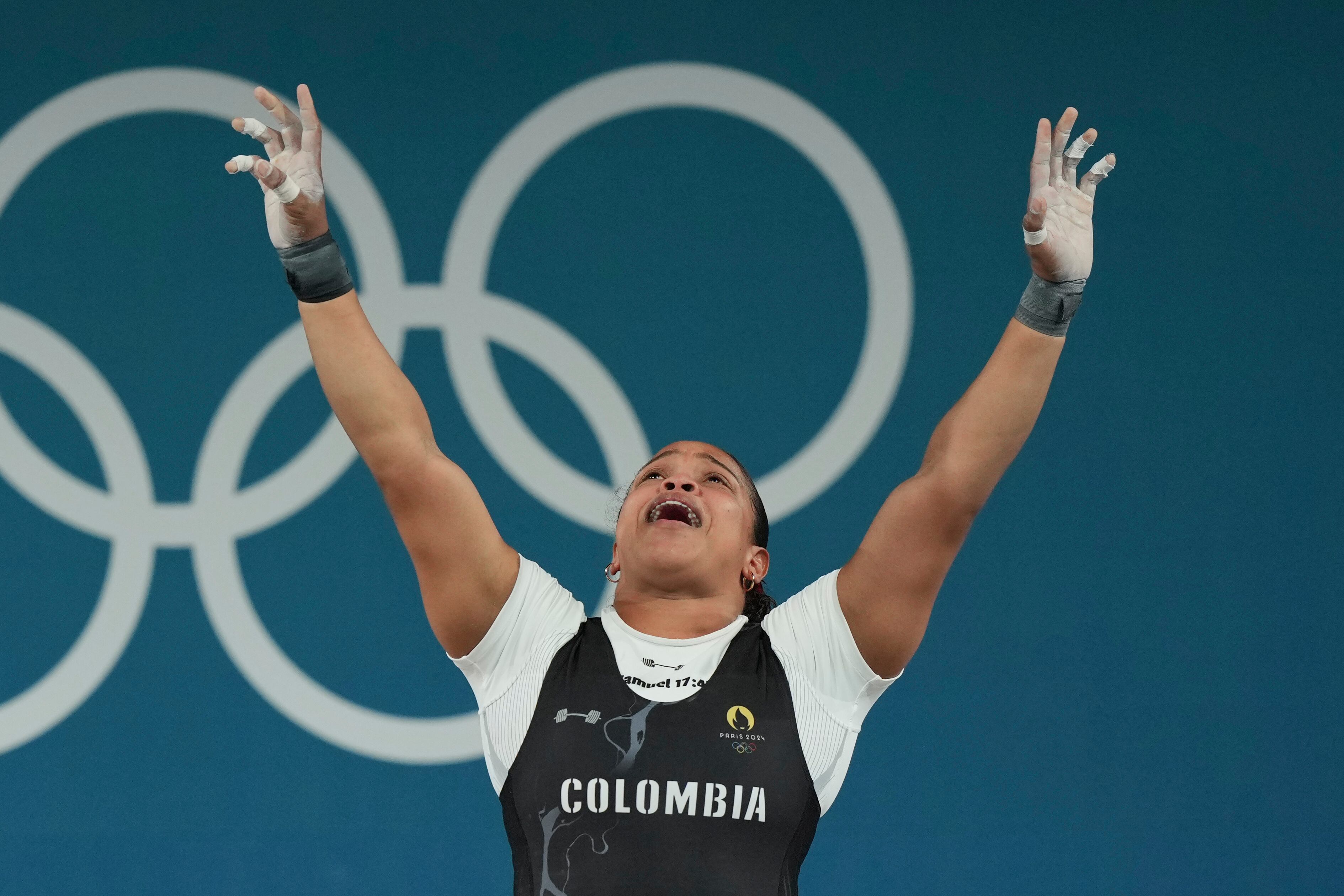 Mari Leivis Sánchez, pesista colombiana que ganó medalla de plata en los Juegos Olímpicos de París 2024.