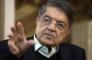 Sergio Ramírez en una entrevista en Buenos Aires. Foto: JUAN MABROMATA / AFP