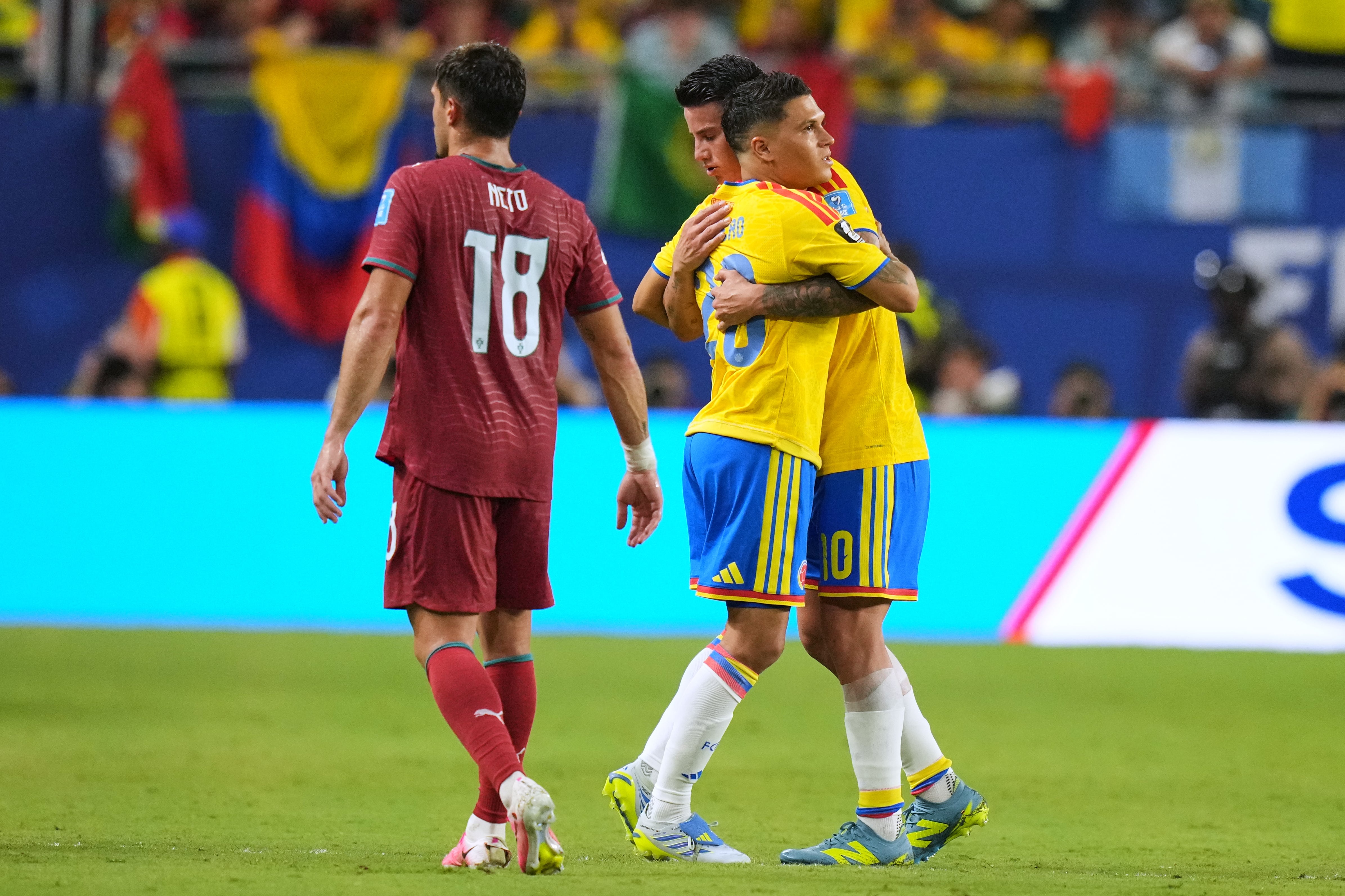 Juan Fernando Quintero y James Rodríguez vs. Portugal en el Mundial 2026
