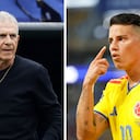 Se volvió viral la respuesta de Carlos Queiroz (izq.) cuando le preguntaron por James Rodríguez (der.).