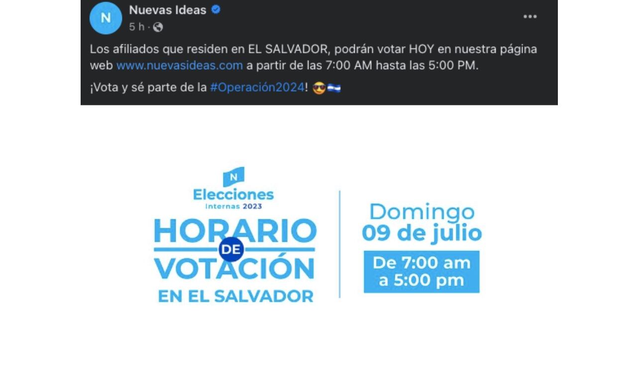 Este es el horario de votación virtual del partido Nuevas Ideas, al que pertenece Nayib Bukele