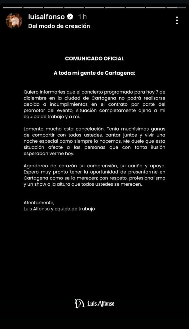 Luis Alfonso informó decisión que tomó.